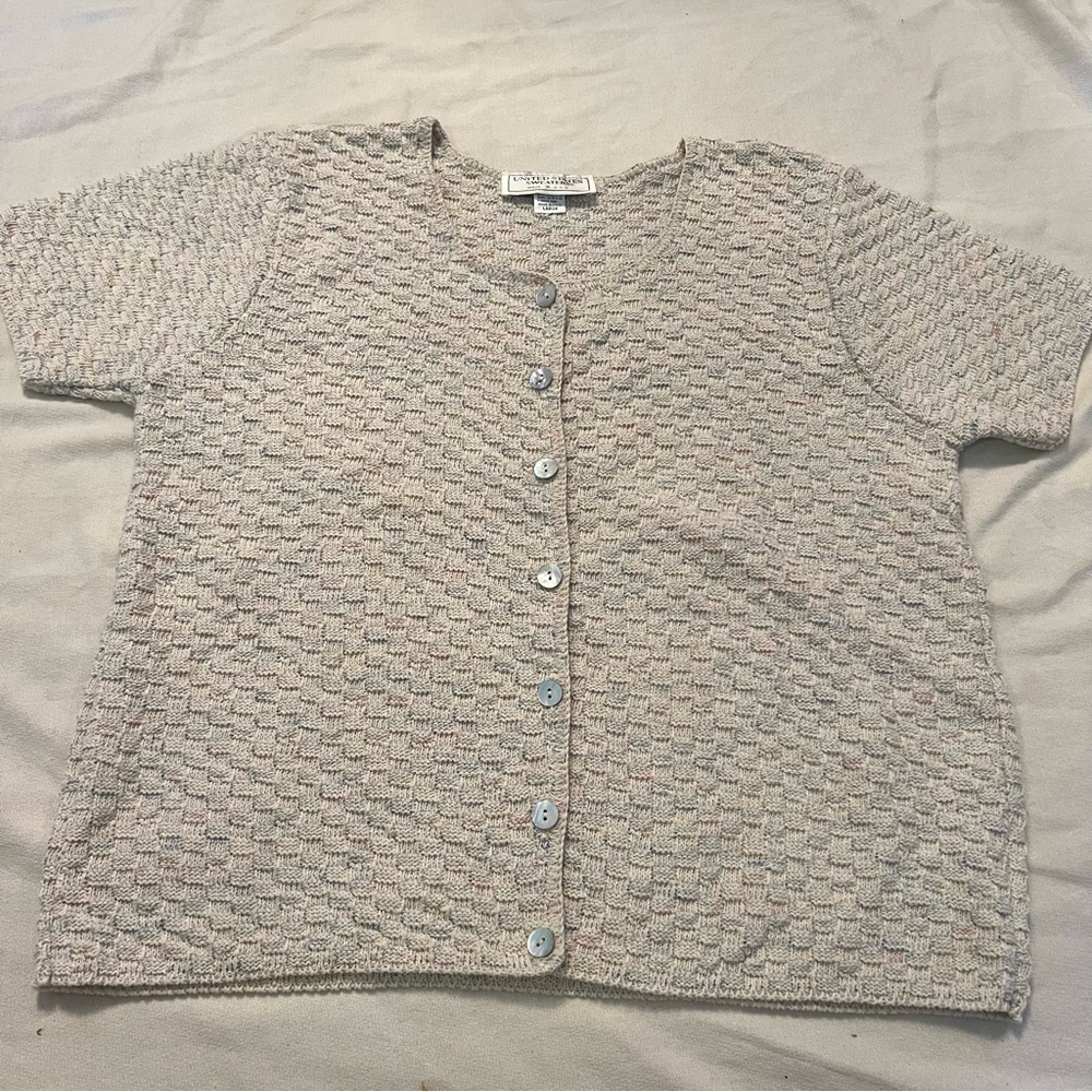 Textured box Knit short sleeve Cardigan